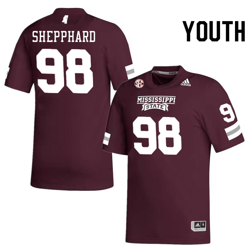 Youth #98 Ashun Shepphard Mississippi State Bulldogs College Football Jerseys Stitched-Maroon